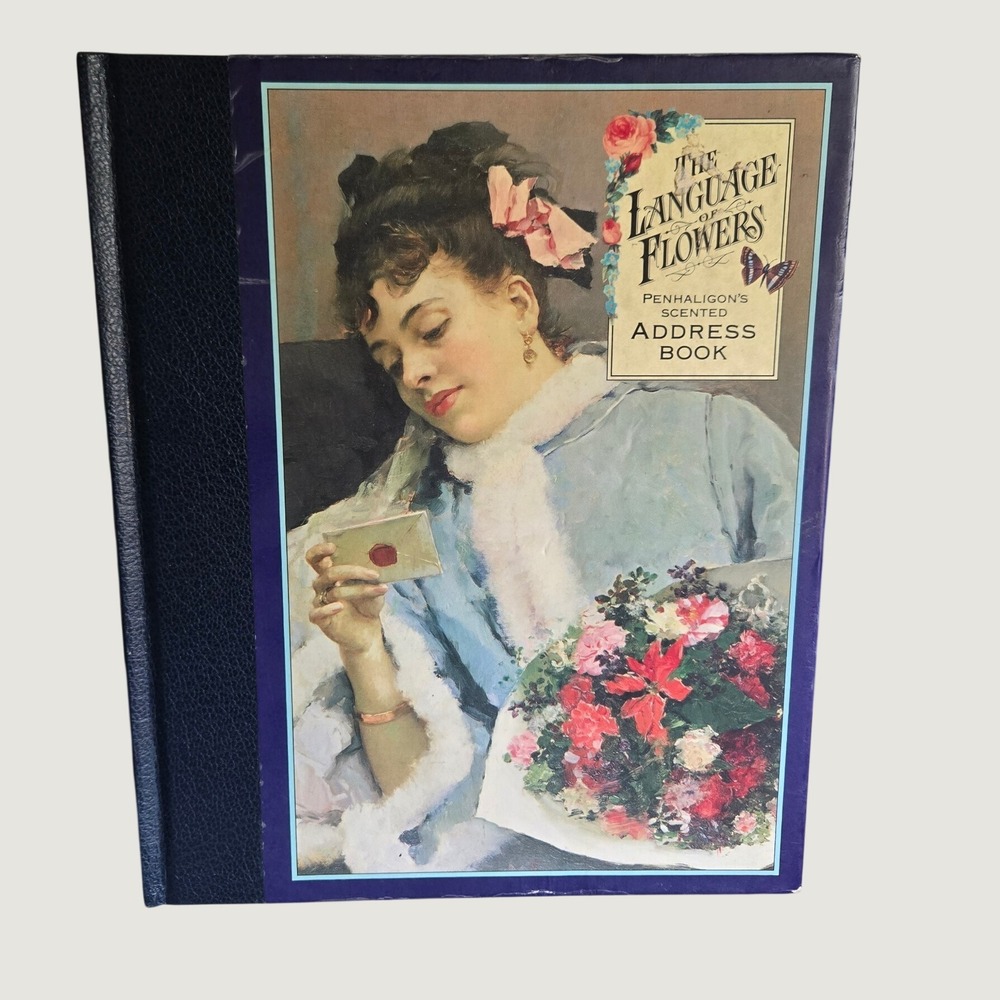 Vintage Language of Flowers Address Book Blue Good Floral 1992